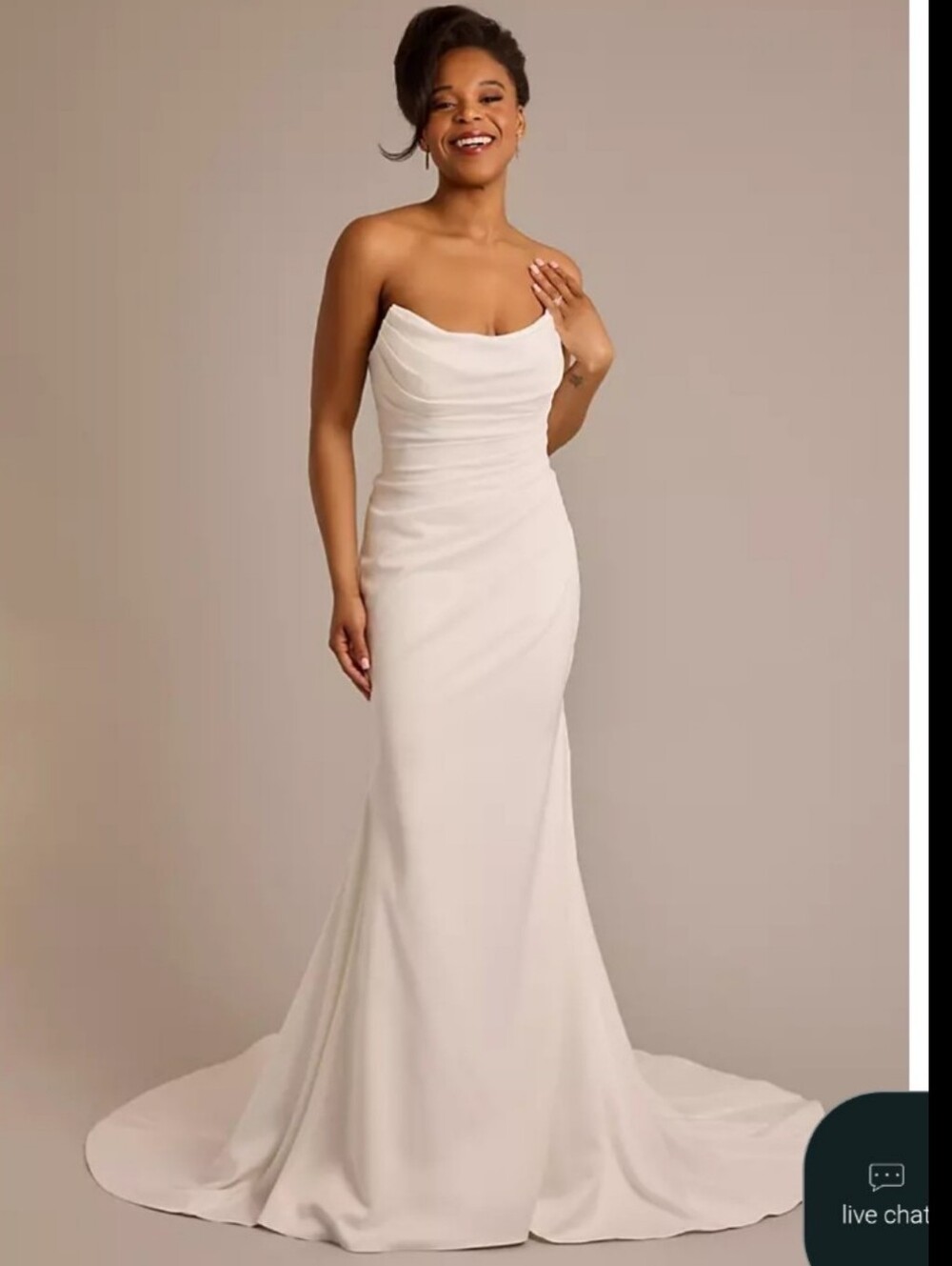 Galina Signature Strapless Draped Satin Mermaid Wedding Dress STYLE# SWG985 sz18